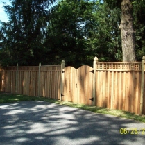 Board & Batten Cedar Fencing with Square Top Lattice and Convex Gates